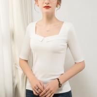 Cotton Women Five Point Sleeve Blouses slimming patchwork Solid PC