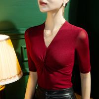 Polyamide Vrouwen Five Point Sleeve Blouses Lappendeken Solide meer kleuren naar keuze stuk