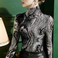 Polyamide Vrouwen lange mouwen blouses Afgedrukt Zwarte stuk