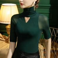 Polyamide Slim Women Five Point Sleeve Blouses patchwork Solid PC