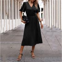Polyester One-piece Dress mid-long style & slimming & deep V Solid PC