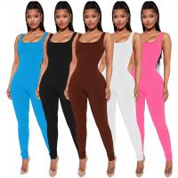Polyester Long Jumpsuit lift the hip & flexible & skinny patchwork PC