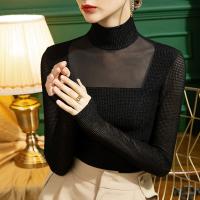 Polyamide Vrouwen lange mouwen blouses Lappendeken Solide Zwarte stuk