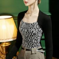 Polyester Vrouwen lange mouwen blouses Afgedrukt Zwarte stuk