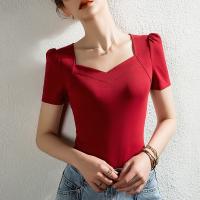 Baumwolle Frauen Kurzarm T-Shirts, Patchwork, Solide, mehr Farben zur Auswahl,  Stück