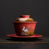 Ceramics anti-scald Teacups dish & Cup Lid & cups handmade PC