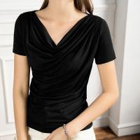 ビスコース 女性半袖Tシャツ パッチワーク 単色 選択のためのより多くの色 一つ