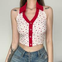 Knitted Slim Tank Top deep V & backless shivering red PC