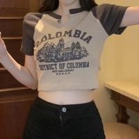 Cotton Slim & Crop Top Women Short Sleeve T-Shirts printed letter PC