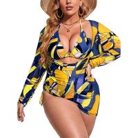 Spandex & Polyester Plus Size Bikini & with cover ups & padded printed Set