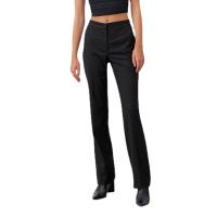 Polyester Slim Women Suit Trousers & with pocket plain dyed Solid black PC
