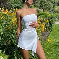 Polyester Sexy Tube Top Dress Solide Blanc pièce
