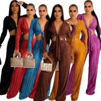 Natuurlijke zijde Vrouwen Casual Set Lange broek & Boven Solide meer kleuren naar keuze Instellen