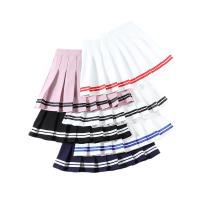 Polyester Pleated & A-line & High Waist Skirt striped PC
