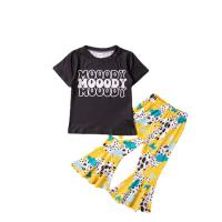 Polyester Girl Two-Piece Dress Set & two piece Pants & top printed Set