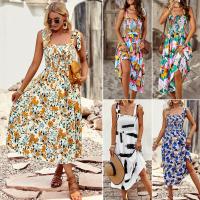 Polyester High Waist One-piece Dress mid-long style printed PC