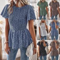 Polyester Waist-controlled & Slim Women Short Sleeve Shirt patchwork PC