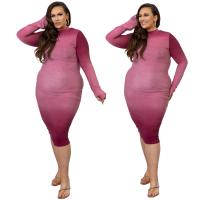 Polyester Slim & Plus Size One-piece Dress mid-long style printed PC