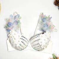 Sequin & Polyester Camisole backless floral white PC