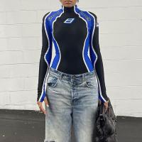 Poliéster Jumpsuit de mujer, impreso, carta, azul,  trozo