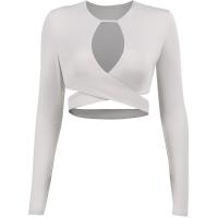 Knitted Slim & Crop Top Women Long Sleeve T-shirt backless & hollow patchwork Solid PC