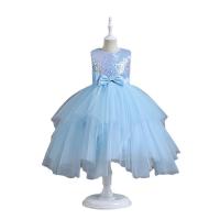 Polyester Ball Gown Girl One-piece Dress with bowknot Sequin & Gauze PC