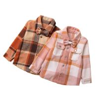 Polyester Children Shirt with bowknot plaid PC