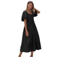 Viscose Fiber High Waist One-piece Dress mid-long style & backless & loose Solid PC