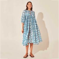 Viscose Fiber One-piece Dress mid-long style & loose printed shivering PC