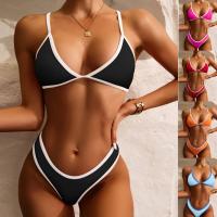Polyamide Bikini flexible & backless & skinny style Solid Set