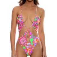 Polyamide Reversible One-piece Swimsuit flexible & backless & skinny style printed shivering PC