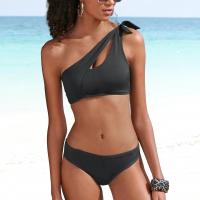Polyamide Tankinis Set flexible & backless & two piece & One Shoulder Solid Set