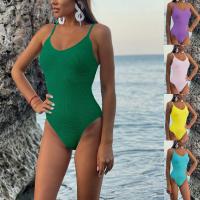 Polyester One-piece Swimsuit flexible & backless & skinny style Solid PC