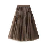 Polyester A-line Skirt large hem design patchwork Solid : PC