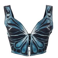 Polyester Slim & Crop Top Camisole deep V printed blue PC