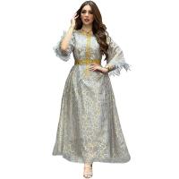 Polyester long style Middle Eastern Islamic Muslim Dress gold foil print PC