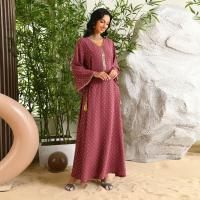 Polyester long style Middle Eastern Islamic Muslim Dress gold foil print dot PC