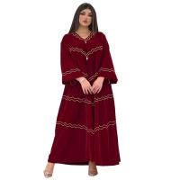 Polyester Middle Eastern Islamic Muslim Dress & loose embroidered red PC