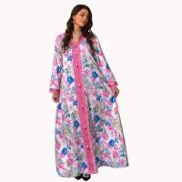 Polyester with silk scarf & long style Middle Eastern Islamic Muslim Dress deep V & loose printed shivering PC
