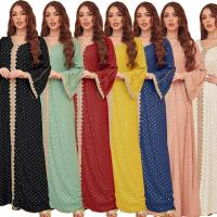 Polyester long style Middle Eastern Islamic Muslim Dress & loose gold foil print PC