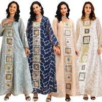 Polyester long style Middle Eastern Islamic Muslim Dress large hem design embroidered PC