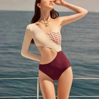 Polyamide & Nylon One-piece Swimsuit flexible & hollow & skinny style & One Shoulder Solid PC