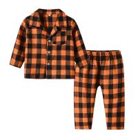 Polyester Children Pajama Set & two piece Pants & top plaid Set
