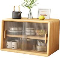 Pine & Toughened Glass Kitchen Storage Cabinet dustproof PC