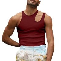 Polyester Slim & Plus Size Men Sleeveless T-shirt plain dyed Solid multi-colored PC