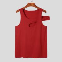 Polyester Slim & Plus Size Men Sleeveless T-shirt & hollow plain dyed Solid multi-colored PC