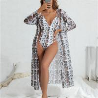 Polyester One-piece Swimsuit flexible & sun protection & three piece snakeskin pattern Set