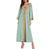 Polyester long style Middle Eastern Islamic Muslim Dress & loose printed shivering PC
