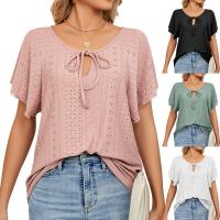 Rayon & Polyester Women Short Sleeve T-Shirts & loose Solid PC