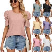 Rayon & Polyester Women Short Sleeve T-Shirts & loose Solid PC